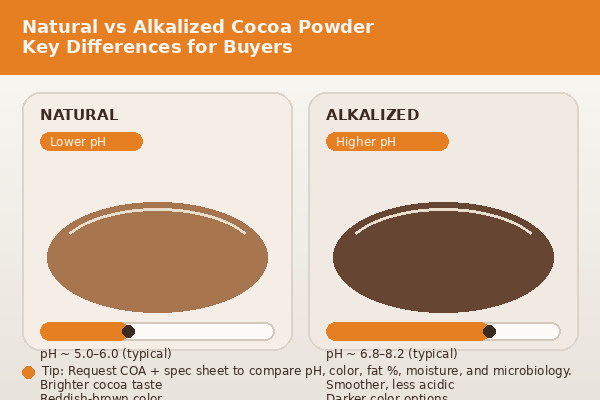 Natural Cocoa Powder vs Alkalized Cocoa Powder: Key Differences for Buyers